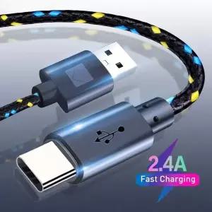 USB A to 타입 C 충전 케이블 2.4A 고속 충전기 나일론 케이블 0.5M 1M 2M 3M 아이폰 호환 안드로이드 용 U
