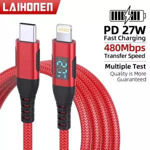 LAIHONEN USB C to Lightning 1 2 3M 약 3 스텝싱크로나이저 LED 디스플레이용 MFi 인증 아이폰 호환14 13