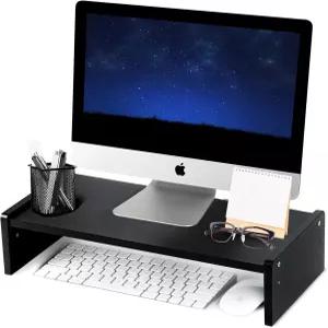 킨링크 솔리드 우드 모니터 스탠드 라이저 조절 가능한 높이 2개의 컴퓨터용 15.8인치 iMac PC 프린터 가정