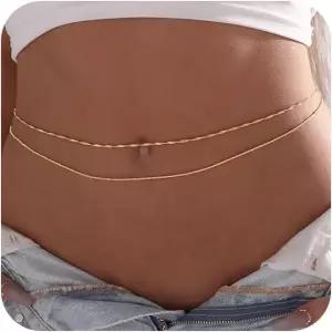 아미콘 2PCS 18K 골드 도금 허리 체인 위성 바디 레이어드 로프 섹시한 비키니 비치 여성용 방수 조절 가능