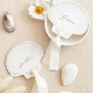 Whaline 60pcs 생일 결혼식용 빈 종이 태그가 달린 테이블 세팅 좌석 카드용 명찰 3.5 x 3인치 리본 흰색