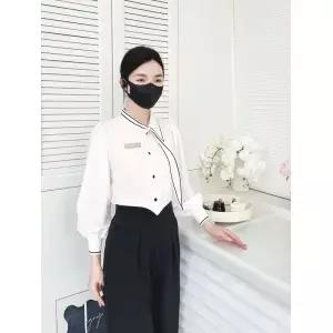 미용실 작업복 세트 클럽 스파 웨딩 셔츠와 드레스 2pcs 프론트 데스크 유니폼