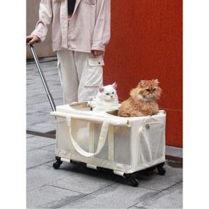 고양이 캐리어 2단 이동장 캐리어 겨울 이동 분리가능 투명 소형 강아지포대기 유모차