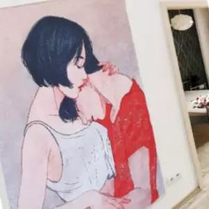 세모소 신혼집거실현수막 배경벽걸이 흠집가림페인트 연인포옹일러 1개 200X150CM