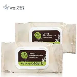 웰코스 세안이야기 곡물 딥 클렌징 티슈 100매 x 2-WFOIR1G