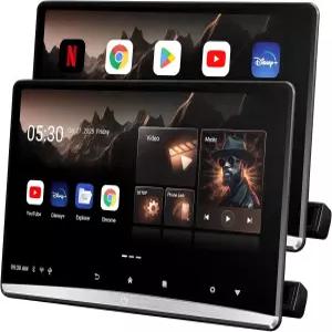 12.4인치 4K Android 13 휴대용 자동차 TV 헤드레스트 차량용 모니터 듀얼 링크 터치 스크린 뒷좌석