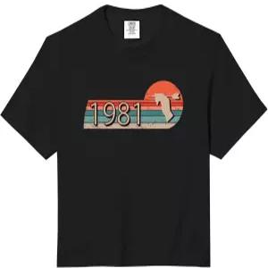 다트 셔츠 빈티지 1981 게임 보드 점수판 컴포트 컬러 크롭 탑