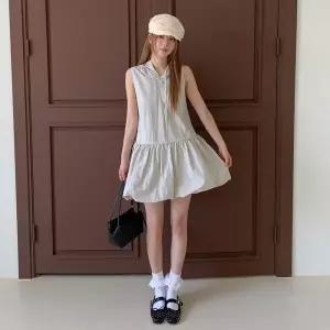 [하프클럽/]여자 데일리 바스락 벌룬핏 슬리브리스 원피스
