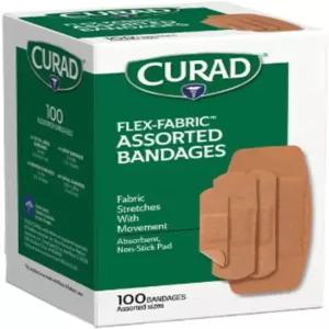 CURAD 플렉스 패브릭 접착 붕대 다양한 크기 내구성 및 유연한 보호 100 카운트(6팩)