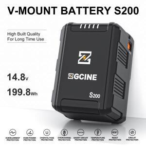 ZGCINE ZG-S200 V 마운트 배터리, BMPCC 4k 6k 소니 FX3 FX30 카메라 캠코더 모니터 필름메이킹용 PD 입력