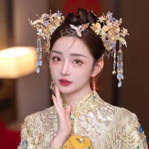 머리장식 화려한 머리핀 공주 중국 보석 세트 신부 비즈