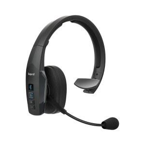 블루패럿 B450-XT 모노 블루투스 무선 헤드폰 마이크 장착 헤드 트럭커 헤드셋 대비 96% 노이즈 캔슬링 하루 종일 편안하게 착용 가능한 패딩 헤드밴드 연장 범위 24시간 통화 시간 블랙