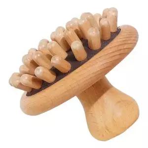나무 재질 두피 마사지 빗 에어쿠션 디자인으로 부드러운 자극 얇은 곱슬머리용 헤어 브러쉬 휴대용 손바닥
