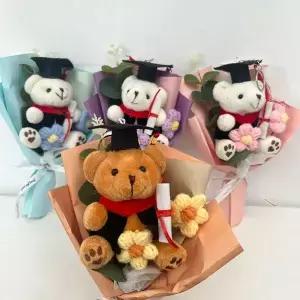 코바늘 꽃다발 졸업 스승의 날 선물 곰돌이 손으로 짠 선생님과 학생용