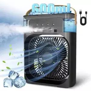 3 in 1 팬 에어컨 가정용 물 미스트 USB 소형 에어쿨러 LED 야간 조명 휴대용 공기 조절