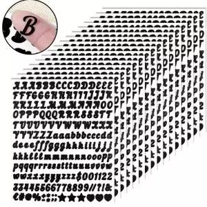 작은 알파벳 숫자 스티커 5장 0.5인치 자가 접착 비닐 레터 데칼 스크랩북 간판 봉투 병용