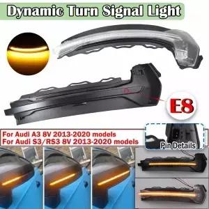2Pcs 다이나믹 LED 사이드 미러 블링커 흐르는 빛 Audi A3 8V S3 RS3 2013 2014 2015 2016 2017 2018 2019