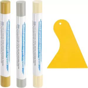 uxcell 3Pcs 우드 필러 스틱 가구 스크래치 수리 왁스 크레용 터치업 마커 목재 키트 바닥용 주걱 포함