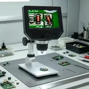 4.3인치 HD 1-600X 디지털 전자 현미경 PCB 마더보드 납땜 수리용 3.6MP 휴대용 VGA 비디오 확대경