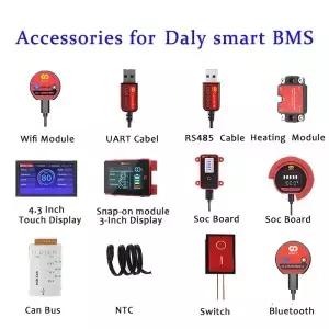 스마트 BMS 액세서리 Wifi 블루투스 난방 UART RS485 케이블 CANbus 전원 보드 Daly 4S 8S 14s 16S 20S 용