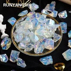 50 그램/가방 2-3pcs Opalite 원시석 합성 석영 오라 무지개 색상 거친 홈 거실 장식품 장식 미네랄 표본