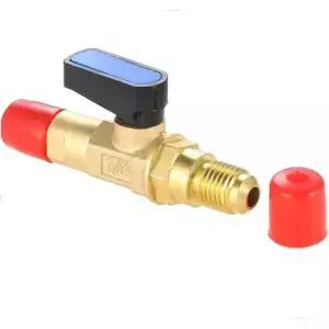 1개 황동 냉동 볼 밸브 어댑터 1/4 SAE AC 직선 차단 HVAC A/C용 R134A R22 R12 R410A 호환