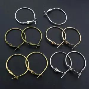 20 개/몫 15mm 5 색 도금 원형 라운드 후프 큰 귀걸이 DIY 여성 쥬얼리 만들기