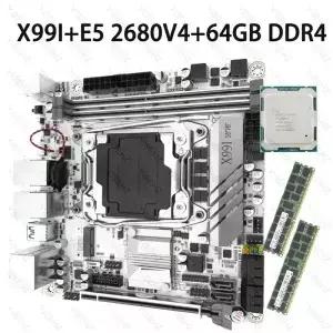 JGINYUE X99 Itx 서버 마더보드 세트 프로세서 LGA 2011-3 E5 2680V4 2*32GB DDR4 ECC RAM 2*2.5G 네트워크