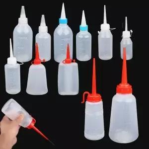 4Pcs 휴대용 30-250ml 스파우트 디스펜서 병 빈 플라스틱 긴 링 다목적 윤활제 러 컨테이너
