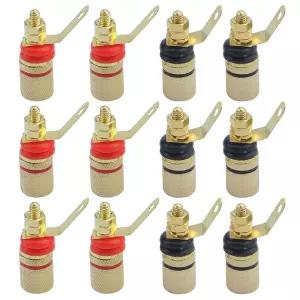 앤트레이더 12pcs 골드 도금 스피커 단자 바인딩 포스트 4mm 바나나 플러그 소켓 커넥터(6Black+6Red)