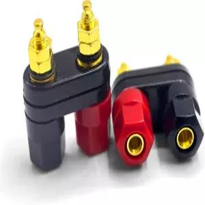 2Pcs 바나나 플러그 잭 2방향 금도금 단자 바인딩 포스트 파워 앰프 절연됨