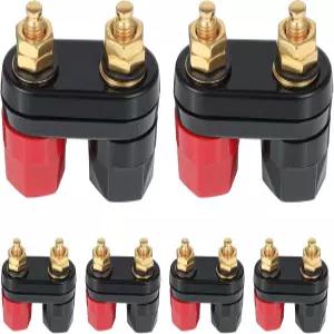 4 PCS 금도금 바나나 플러그 잭 암 소켓 듀얼 4mm 스피커 단자 바인딩 포스트 앰프용 아연 합금 절연