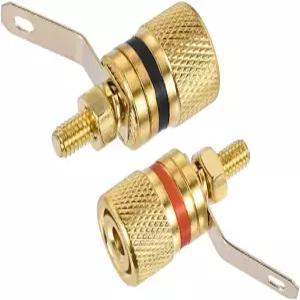 uxcell 2 팩 4mm 바나나 잭 바인딩 포스트 골드 도금 여성 소켓 플러그 단자 커넥터(빨간색 및 검은색 고무