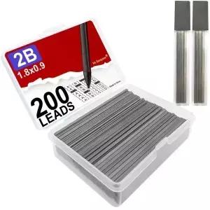 200Pcs 플랫 리드 2B 1.8mm 홀더 제도 드로잉 아트 스케치 서예 마킹을위한 기계식 연필 세트-학교 용품