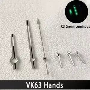 VK63 핸즈 C3 그린 루미너스 시계 액세서리 63 쿼츠 무브먼트에 적합한 남성용 부품 손목시계용