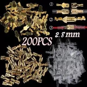 200 스페이드 크림프 터미널 여성 남성 콜드 크림핑 커넥터 자동차 스피커 전선 세트 2.8mm