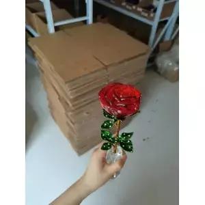 크리스탈 유리 장미 꽃 인형 공예 여자 친구를위한 발렌타인 데이 선물 생일 로맨틱 홈 테이블 장식