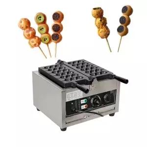 110V 1500W 상업용 전기 버블 스케이어 와플 볼 기계 6구 테플론 논스틱 팬 스테인리스 스틸 벨기에