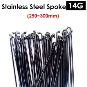 블랙 스테인리스 스틸 자전거 스포크 MTB J 벤트 니플 포함 색상 40-350mm 사이클링 부품 14G
