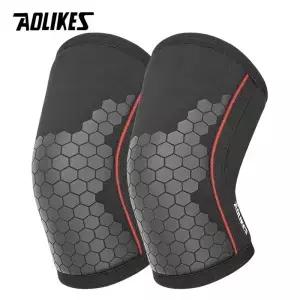 역도용 AOLIKES 7mm 네오프렌 무릎 슬리브 쌍 스쿼트 크로스핏 훈련 운동을 위한 압축 보호대 지원