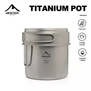 Widesea 초경량 티타늄 캠핑 냄비 1100ml 접이식 손잡이 배낭 하이킹 Tr용 메쉬 백이 포함된 휴대용 야외
