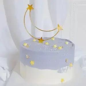 금속 달 케이크 토퍼 금색 별 생일 장식 발렌타인 웨딩 기념일