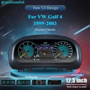 12.3인치 VW 골프 4 보라 1999-2003년식용 디지털 계기판 클러스터 가상 패널 콕핏