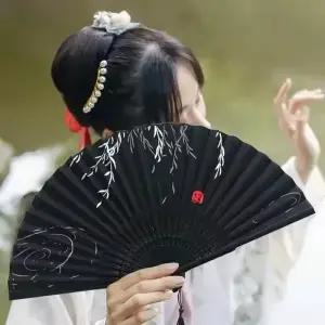 접이식 부채 빈티지 실크 대나무 중국식 여성 댄스 코스프레 웨딩 파티 소품 장식 선물 휴대용