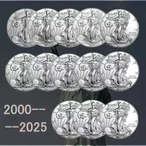 2000-2025 아메리칸 이글 실버 코인 1온스 은도금 호주 동물 기념주화 메이플 수공예품 및 선물