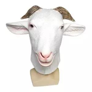 흰 염소 마스크 동물 라텍스 남자 양 할로윈 파티 성인을위한 의상