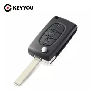 KEYYOU 푸조 207 307 407 308 607 3 버튼 플립 원격 키 쉘 케이스 Fob CE0523