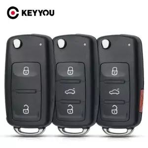 KEYYOU 10 개/몫 2 버튼 폴드형 자동차 원격 키 케이스 쉘 폭스바겐 골프 MK4 보라 용 VW