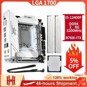 100 새 상품 B760i ITX 미니 마더보드 LGA 1700 지원 코어 i5 12400F DDR4 2*8GB 3200Mhz CPU 메모리 RAM
