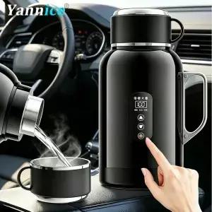 12V/24V 범용 자동차 주전자 1300ML/1500ML 대용량 스마트 전기 온수기 LCD 디스플레이 온도 조절